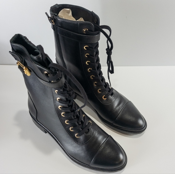 Stuart Weitzman Thalia Combat Boots Black -7 - Picture 3 of 5